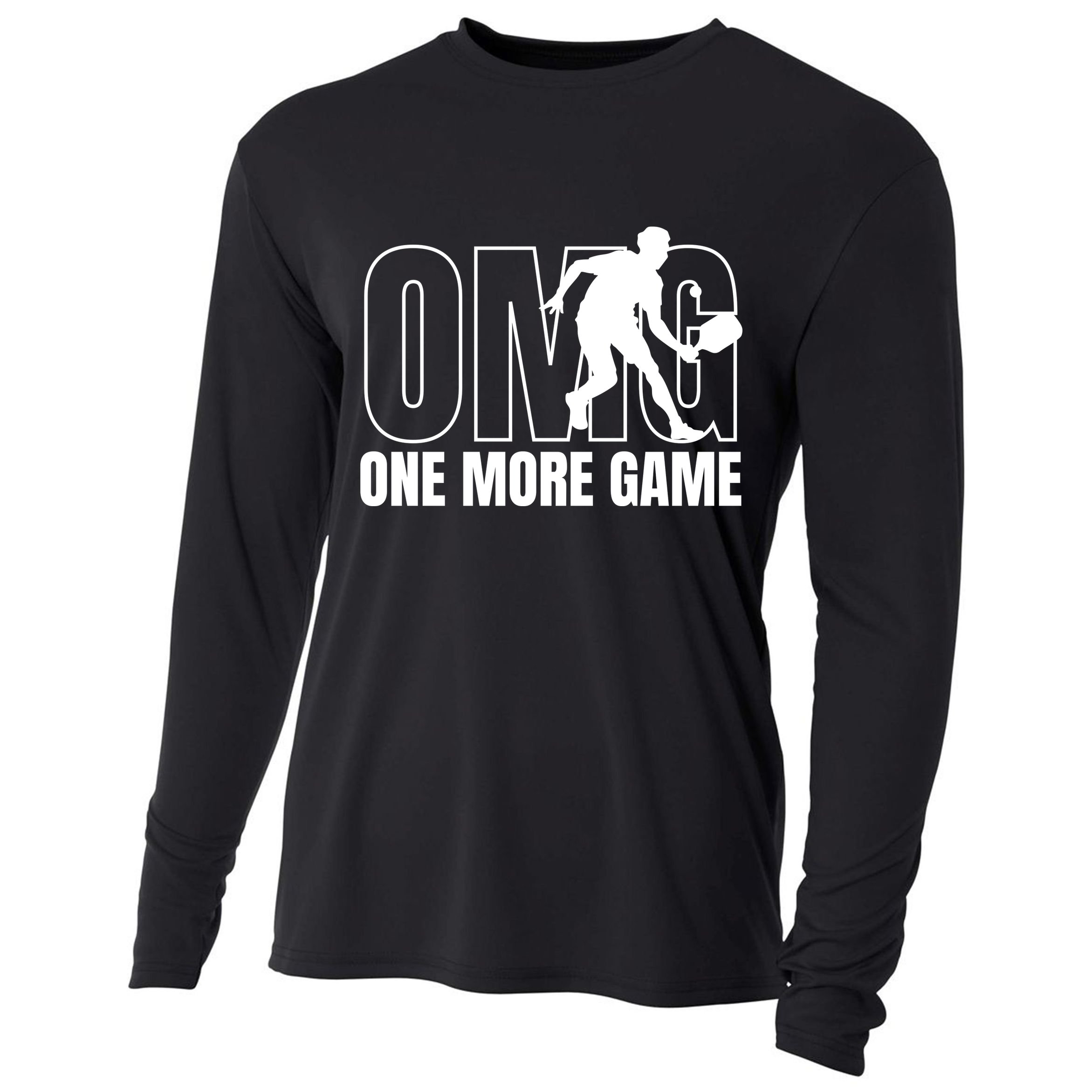 One More Game Omg Retro Funny Pickleball Lover Pickle Ball Cooling Performance Long Sleeve Crew