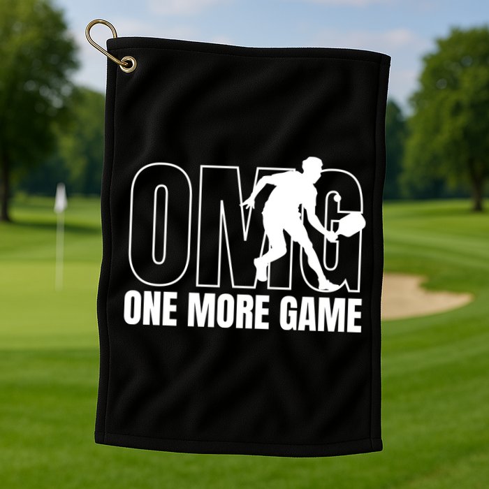 One More Game Omg Retro Funny Pickleball Lover Pickle Ball Golf Towel