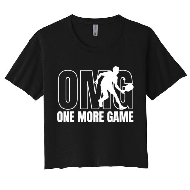 One More Game Omg Retro Funny Pickleball Lover Pickle Ball Crop Top
