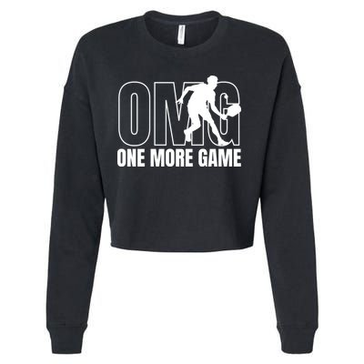 One More Game Omg Retro Funny Pickleball Lover Pickle Ball Cropped Pullover Crew