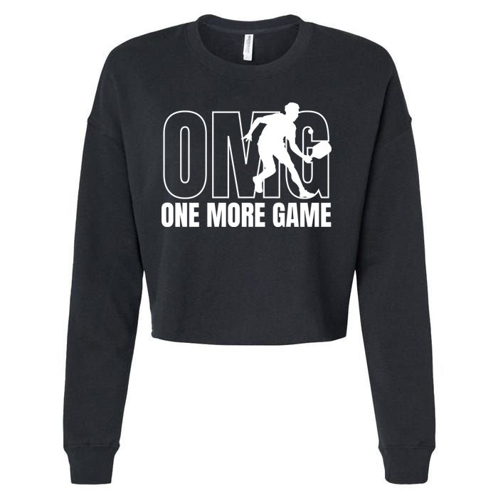 One More Game Omg Retro Funny Pickleball Lover Pickle Ball Cropped Pullover Crew