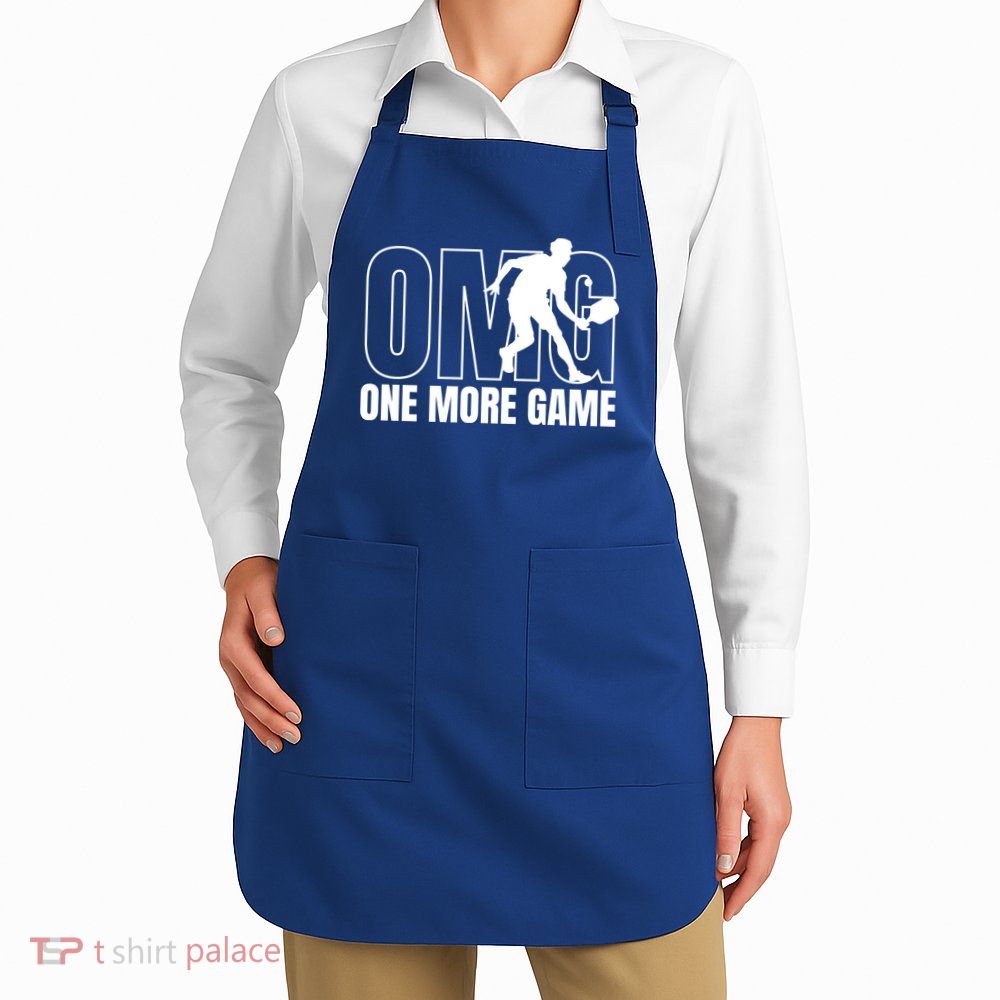 One More Game Omg Retro Funny Pickleball Lover Pickle Ball Apron