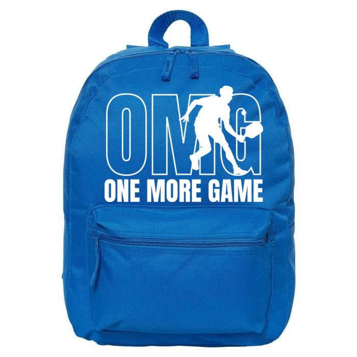One More Game Omg Retro Funny Pickleball Lover Pickle Ball 16 in Basic Backpack