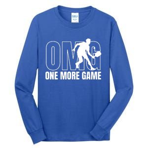 One More Game Omg Retro Funny Pickleball Lover Pickle Ball Tall Long Sleeve T-Shirt