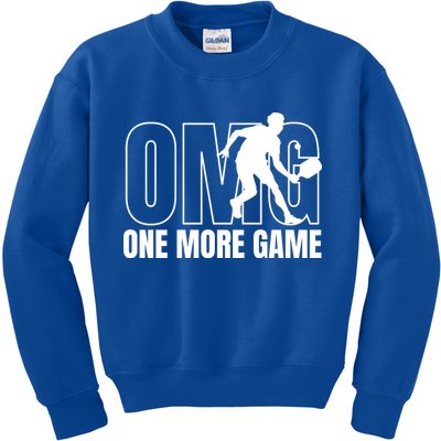 One More Game Omg Retro Funny Pickleball Lover Pickle Ball Kids Sweatshirt