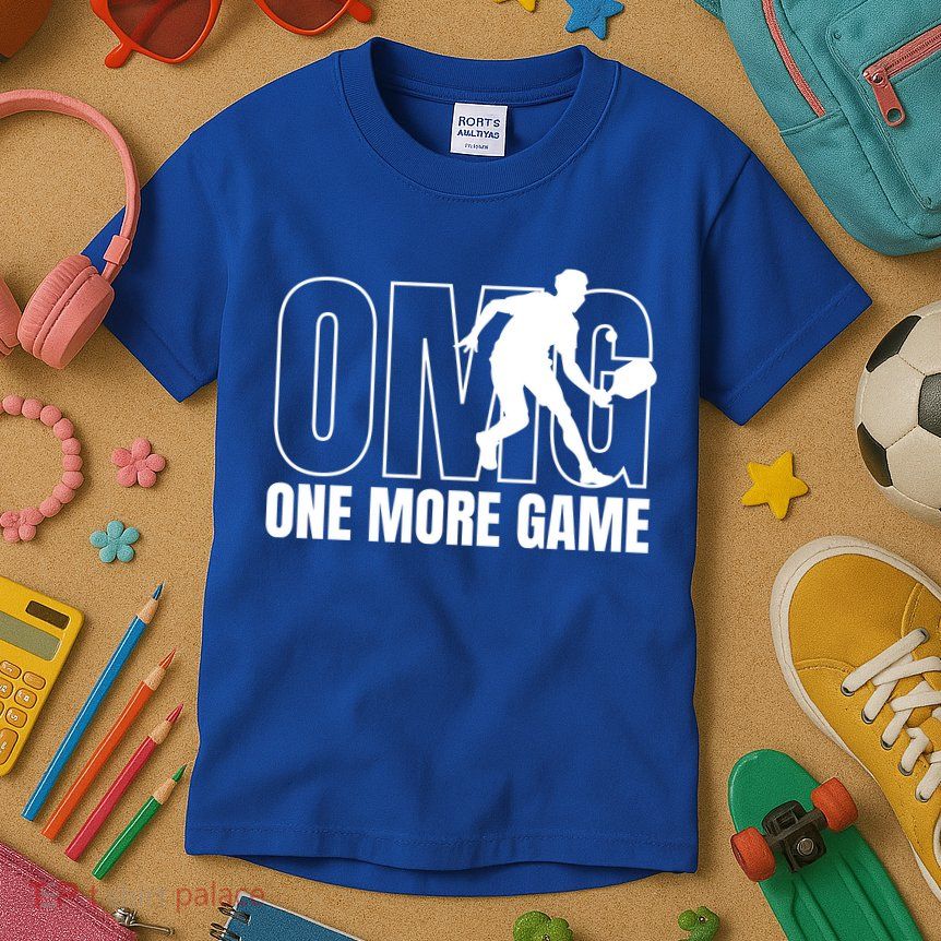 One More Game Omg Retro Funny Pickleball Lover Pickle Ball Kids T-Shirt