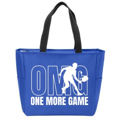 One More Game Omg Retro Funny Pickleball Lover Pickle Ball Zip Tote Bag