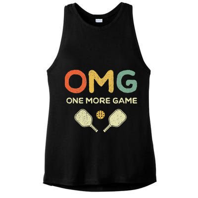 One More Game OMG Retro Funny Pickleball Lover Pickle Ball Ladies PosiCharge Tri-Blend Wicking Tank