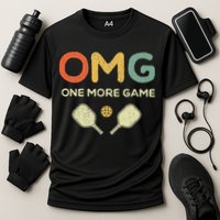 One More Game OMG Retro Funny Pickleball Lover Pickle Ball Performance Shirt
