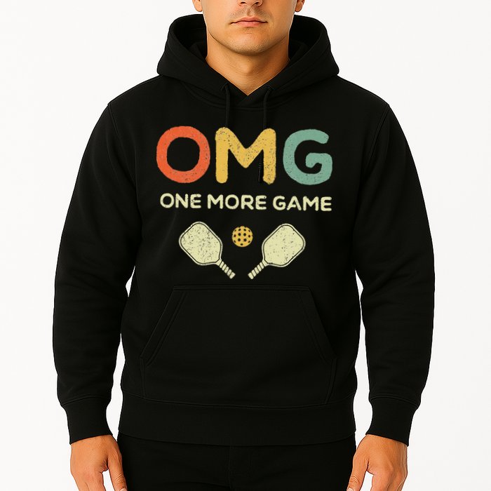 One More Game OMG Retro Funny Pickleball Lover Pickle Ball Hoodie
