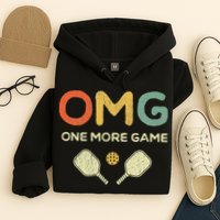One More Game OMG Retro Funny Pickleball Lover Pickle Ball Hoodie