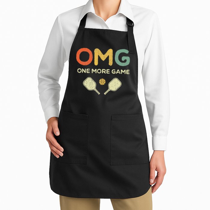 One More Game OMG Retro Funny Pickleball Lover Pickle Ball Apron