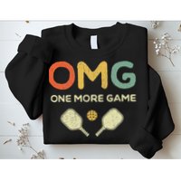 One More Game OMG Retro Funny Pickleball Lover Pickle Ball Sweatshirt