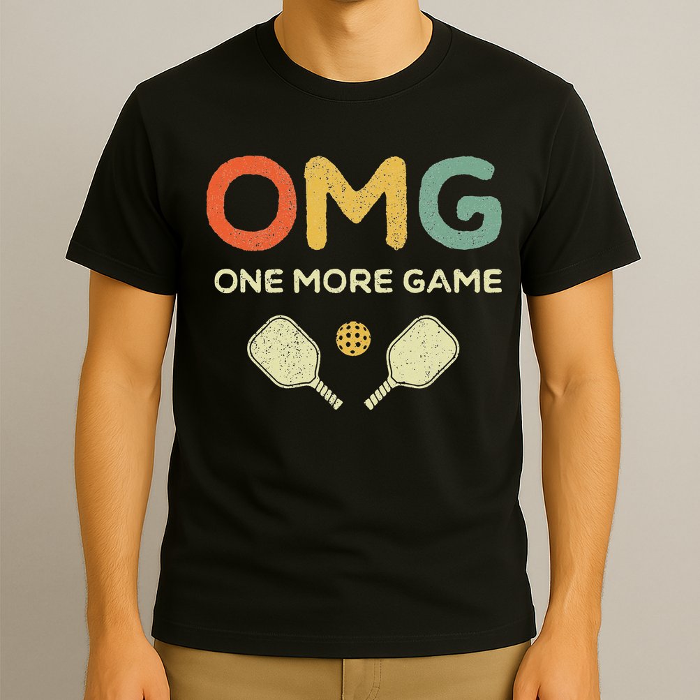 One More Game OMG Retro Funny Pickleball Lover Pickle Ball T-Shirt
