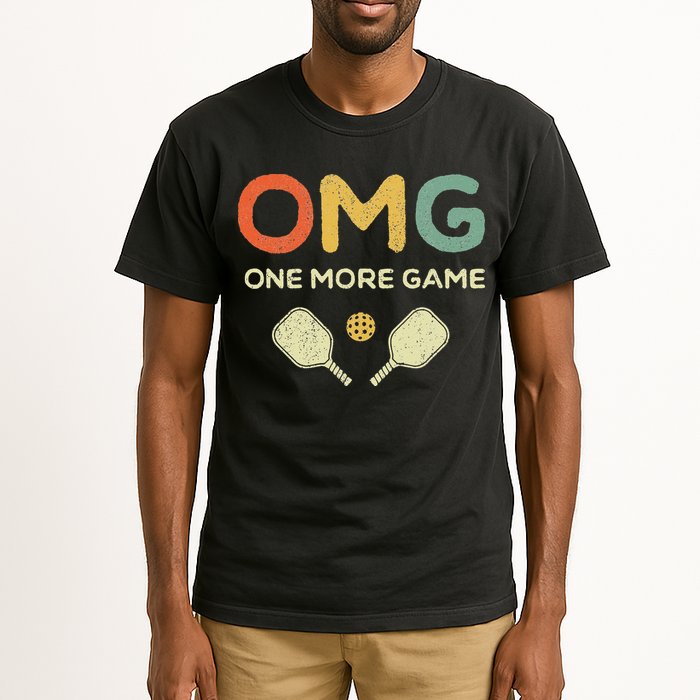 One More Game OMG Retro Funny Pickleball Lover Pickle Ball Tall T-Shirt