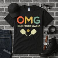 One More Game OMG Retro Funny Pickleball Lover Pickle Ball Tall T-Shirt
