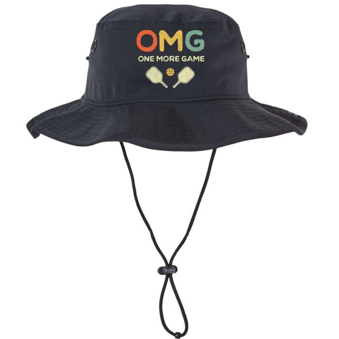 One More Game OMG Retro Funny Pickleball Lover Pickle Ball Bucket Hat