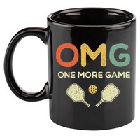 One More Game OMG Retro Funny Pickleball Lover Pickle Ball 11oz C Handle Ceramic Mug