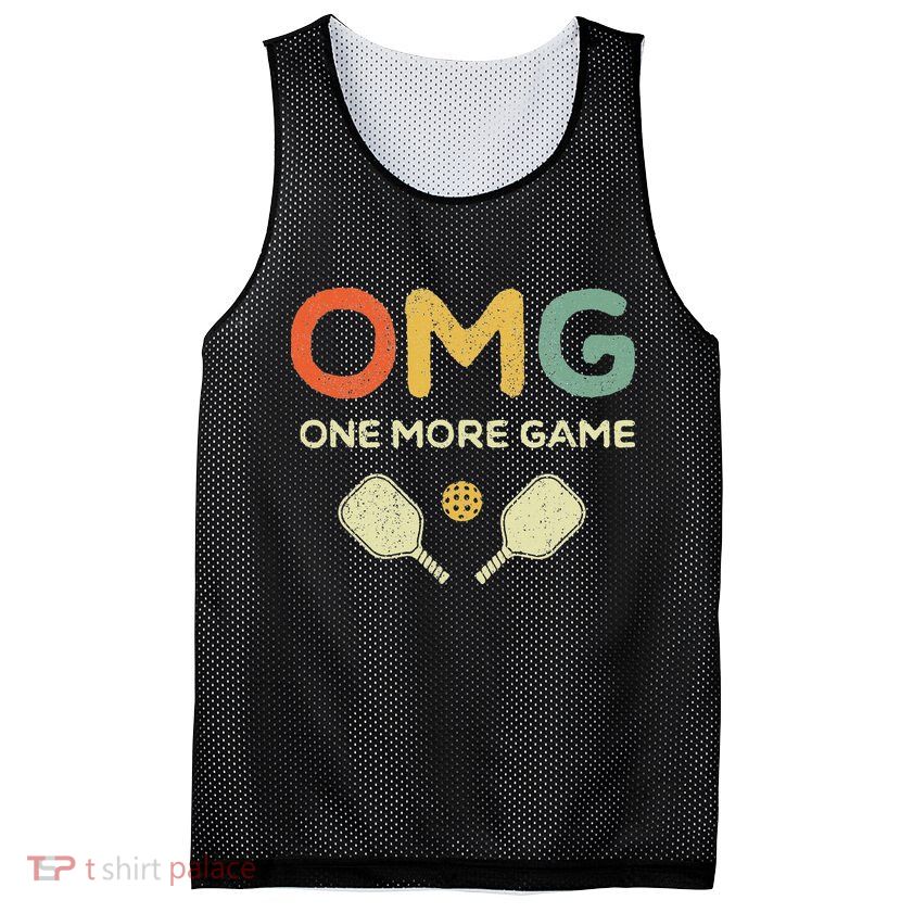 One More Game OMG Retro Funny Pickleball Lover Pickle Ball Mesh Reversible Basketball Jersey Tank