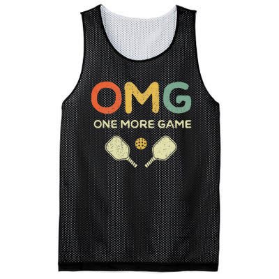 One More Game OMG Retro Funny Pickleball Lover Pickle Ball Mesh Reversible Basketball Jersey Tank