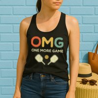 One More Game OMG Retro Funny Pickleball Lover Pickle Ball Womens Tank Top