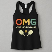 One More Game OMG Retro Funny Pickleball Lover Pickle Ball Womens Tank Top