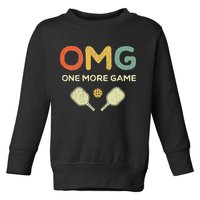 One More Game OMG Retro Funny Pickleball Lover Pickle Ball Toddler Sweatshirt