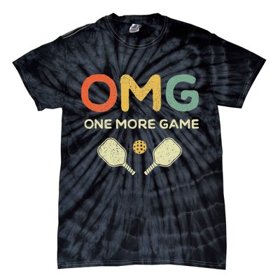 One More Game OMG Retro Funny Pickleball Lover Pickle Ball Tie-Dye T-Shirt