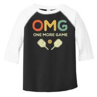 One More Game OMG Retro Funny Pickleball Lover Pickle Ball Toddler Fine Jersey T-Shirt