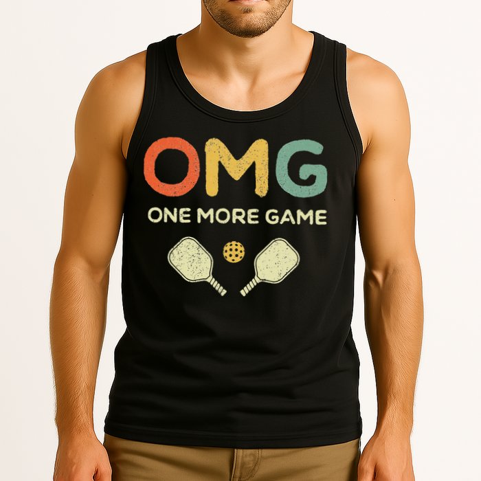One More Game OMG Retro Funny Pickleball Lover Pickle Ball Tank Top