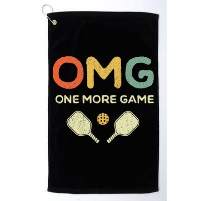 One More Game OMG Retro Funny Pickleball Lover Pickle Ball Golf Towel