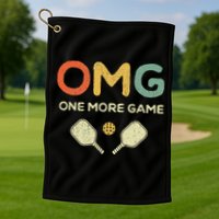 One More Game OMG Retro Funny Pickleball Lover Pickle Ball Golf Towel