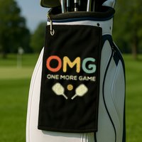 One More Game OMG Retro Funny Pickleball Lover Pickle Ball Golf Towel