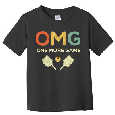 One More Game OMG Retro Funny Pickleball Lover Pickle Ball Toddler T-Shirt