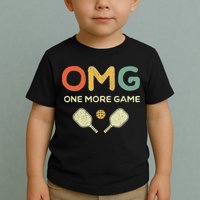 One More Game OMG Retro Funny Pickleball Lover Pickle Ball Toddler T-Shirt