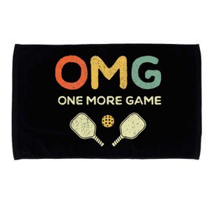 One More Game OMG Retro Funny Pickleball Lover Pickle Ball Microfiber Hand Towel