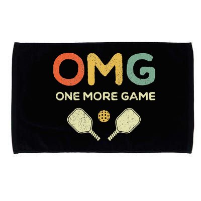 One More Game OMG Retro Funny Pickleball Lover Pickle Ball Microfiber Hand Towel