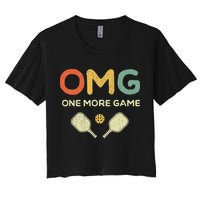 One More Game OMG Retro Funny Pickleball Lover Pickle Ball Crop Top