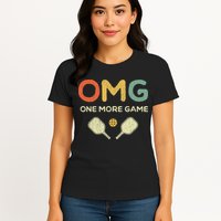 One More Game OMG Retro Funny Pickleball Lover Pickle Ball Womens T-Shirt