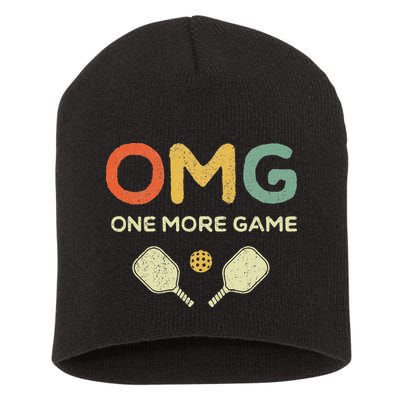 One More Game OMG Retro Funny Pickleball Lover Pickle Ball Short Acrylic Beanie