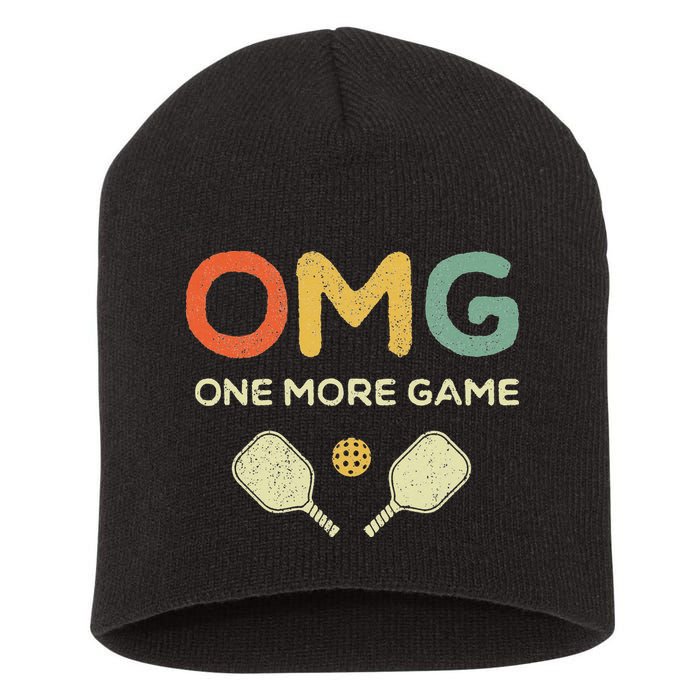 One More Game OMG Retro Funny Pickleball Lover Pickle Ball Short Acrylic Beanie