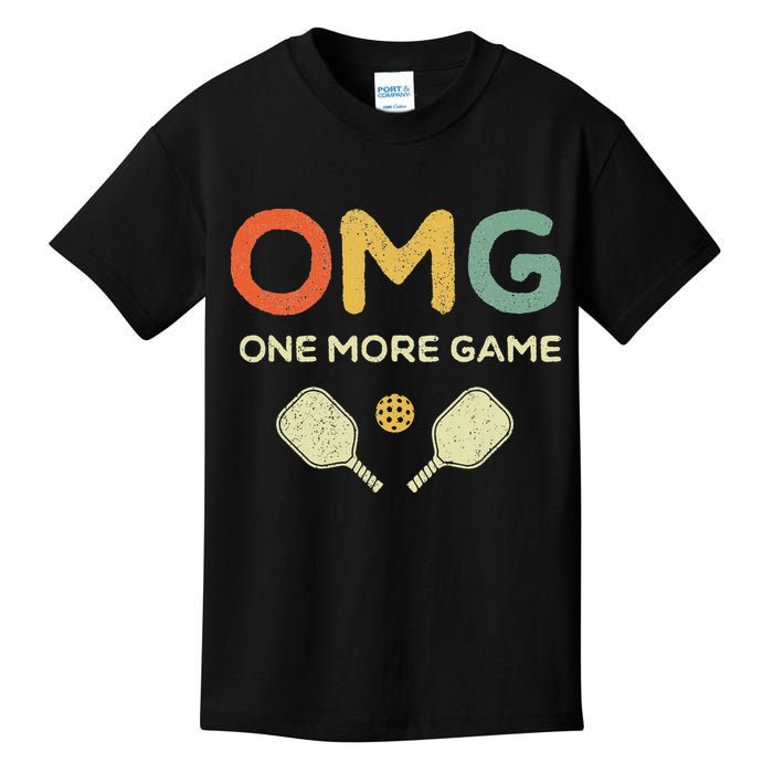 One More Game OMG Retro Funny Pickleball Lover Pickle Ball Kids T-Shirt
