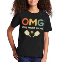 One More Game OMG Retro Funny Pickleball Lover Pickle Ball Kids T-Shirt
