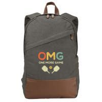 One More Game OMG Retro Funny Pickleball Lover Pickle Ball Cotton Canvas Backpack