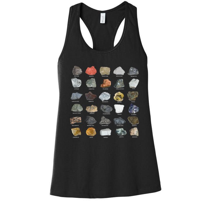 Ores Minerals Gems And Crystals Rock Collecting Women's Racerback Tank