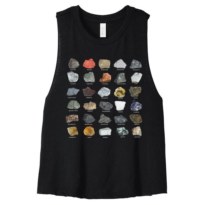 Ores Minerals Gems And Crystals Rock Collecting Women's Racerback Cropped Tank