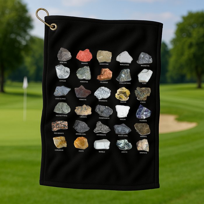 Ores Minerals Gems And Crystals Rock Collecting Golf Towel