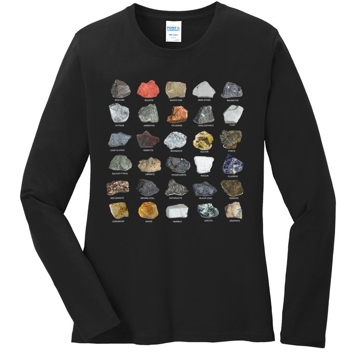 Ores Minerals Gems And Crystals Rock Collecting Ladies Long Sleeve Shirt