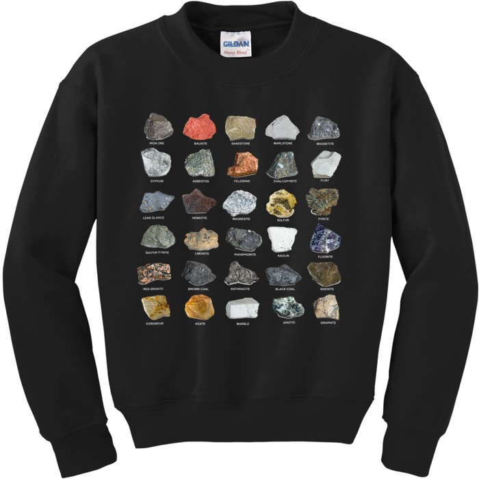 Ores Minerals Gems And Crystals Rock Collecting Kids Sweatshirt