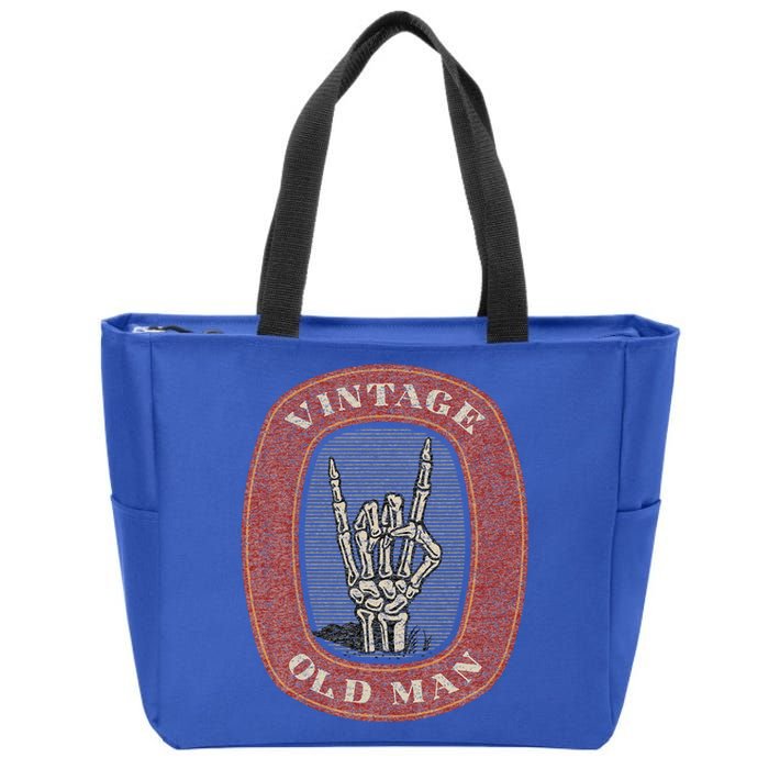 Old Man Guy Vintage Skeleton Hand Zip Tote Bag